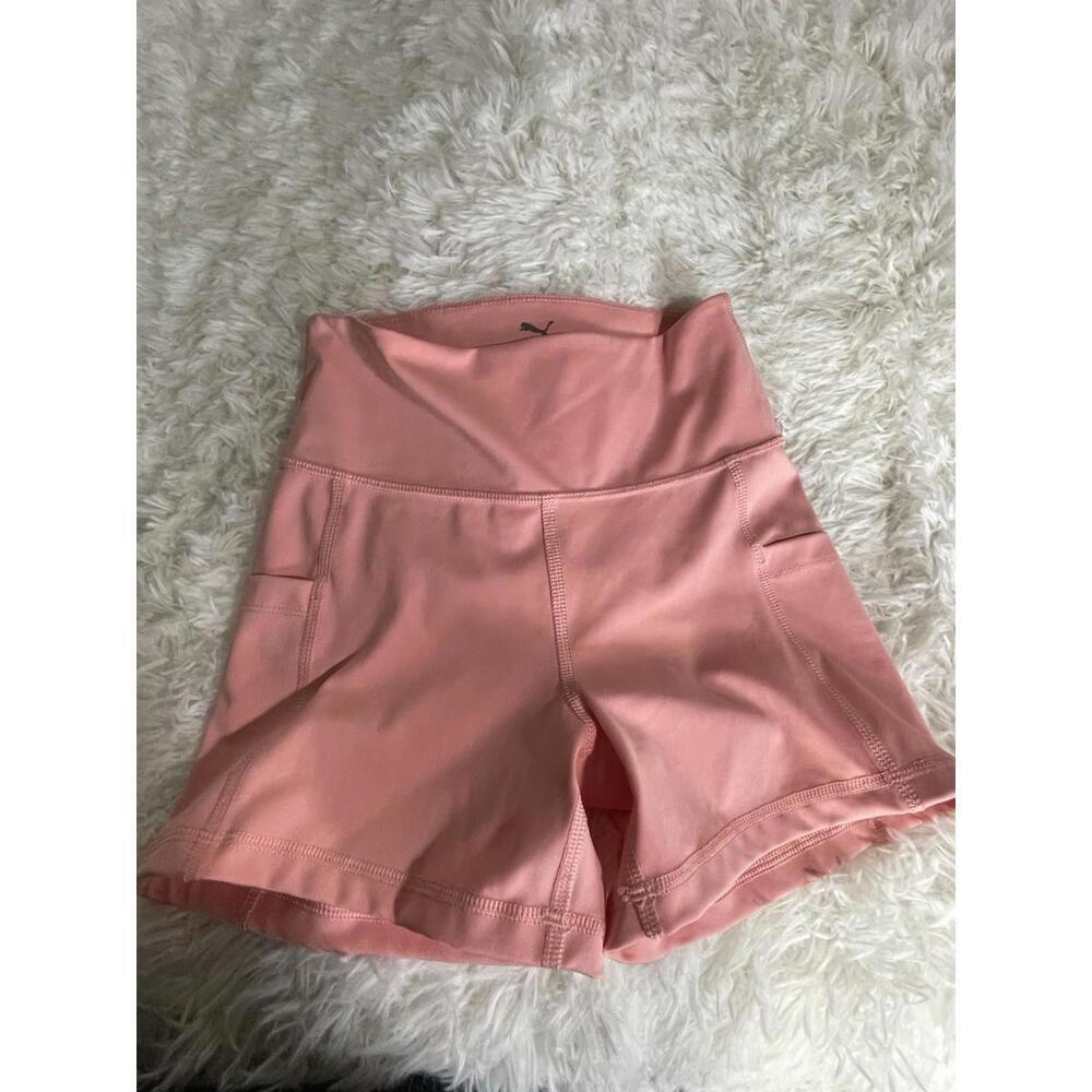 Puma Women’s High Waist Biker Shorts Pink Activewear Sz S Athletic Yoga Gym